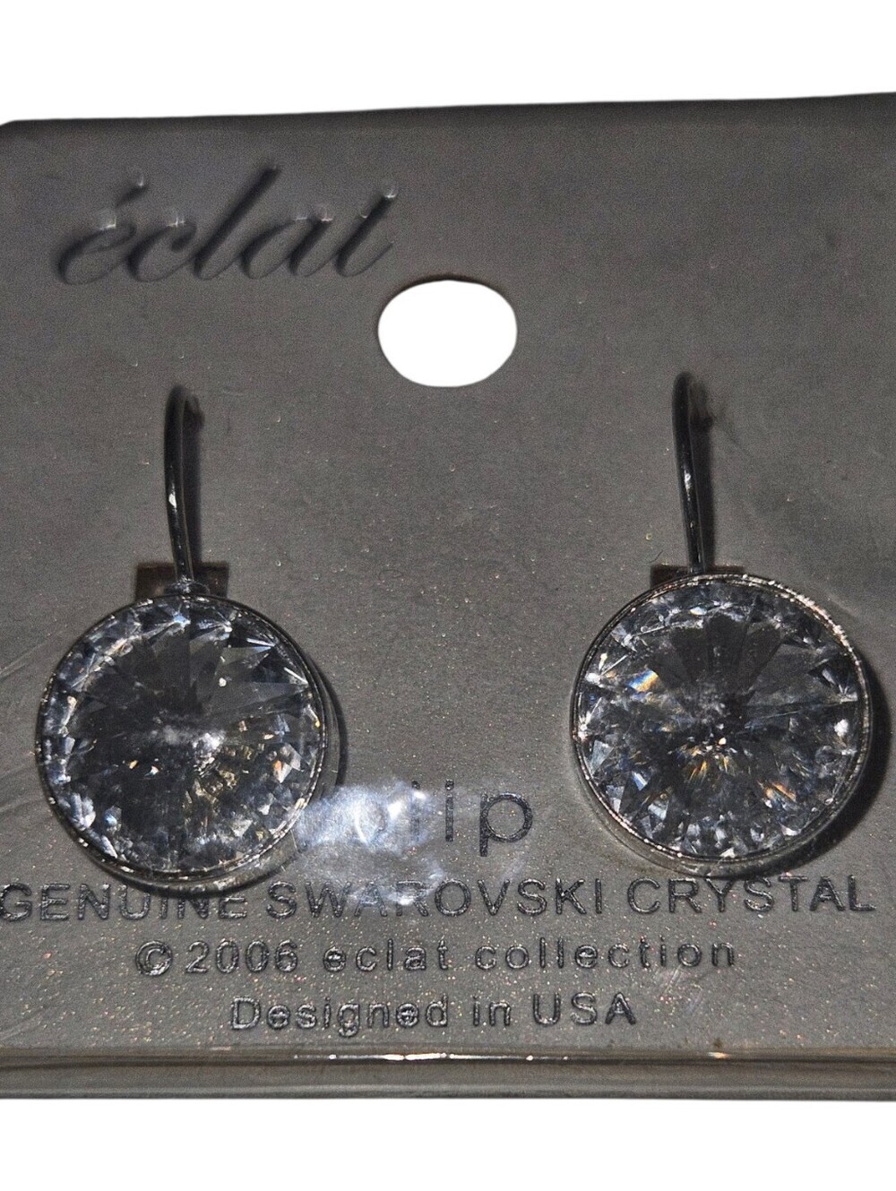 NWT Y2K Éclat 2006 Collection Swarovski Crystal Clip Hook Earrings